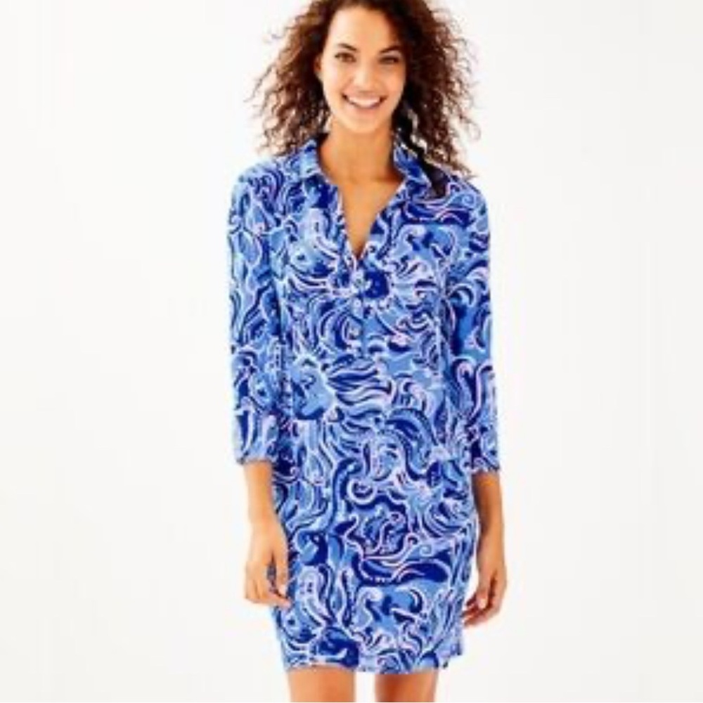 Lilly Pulitzer Coastal Blue Polo Dress M